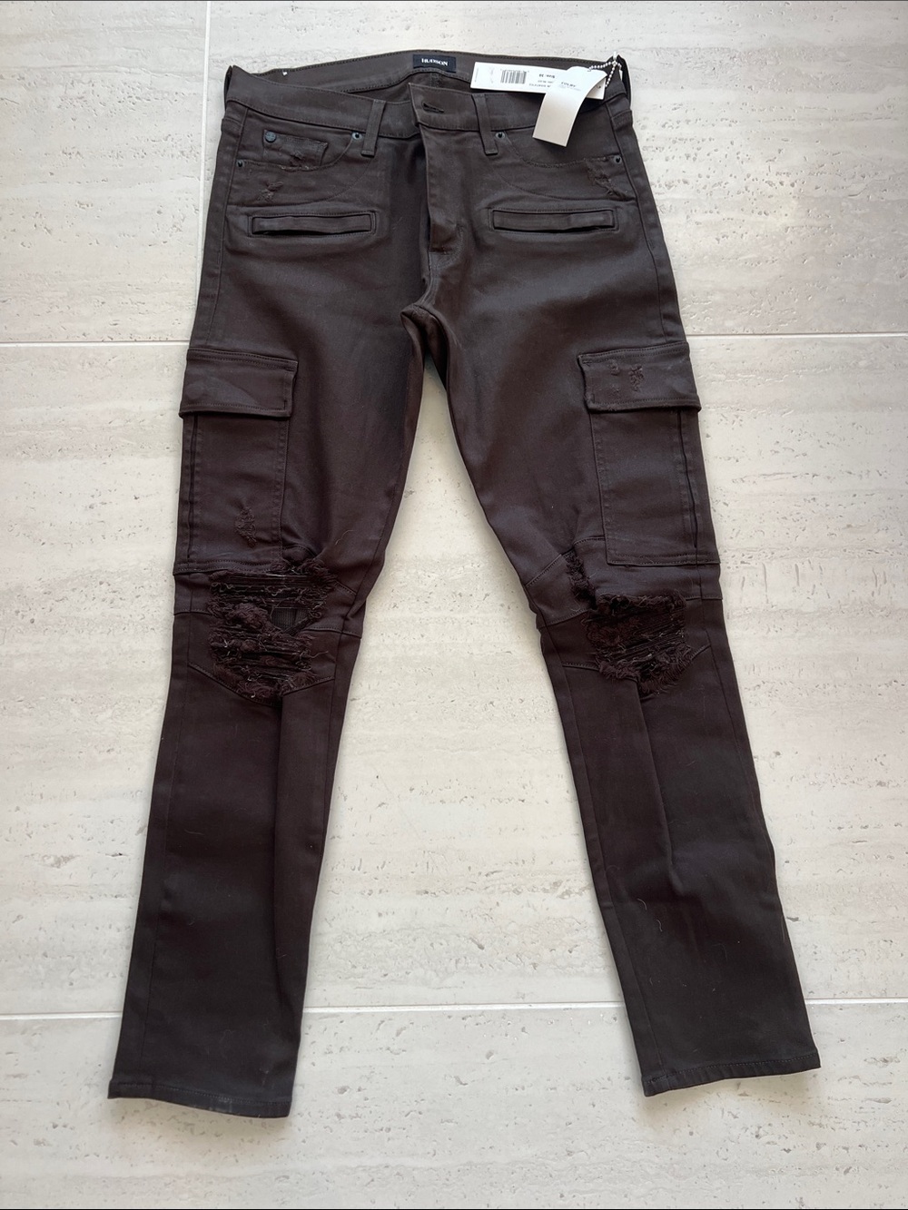 Blank NYC Black Distressed Skinny Cargo Jeans
